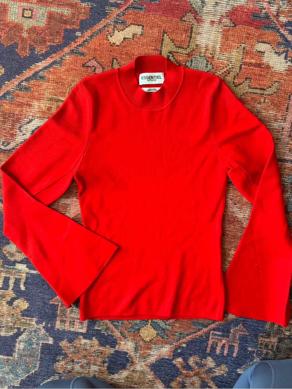 Essentiel Antwerp Mockneck Bell Sleeve Knit Top